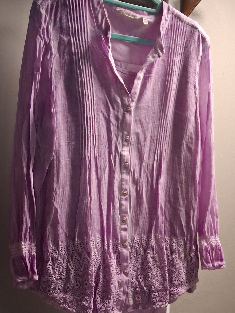 Light Purple Button-Front Women’s Tunic Top With Tank